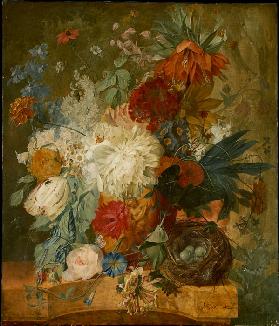 Still Life with Bouquet of Flowers and Birds Nest