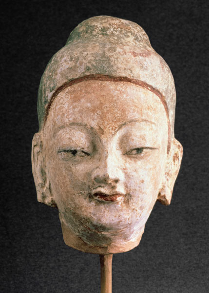 Head of a statue of Buddha, from Bezeklik from Xingjiang