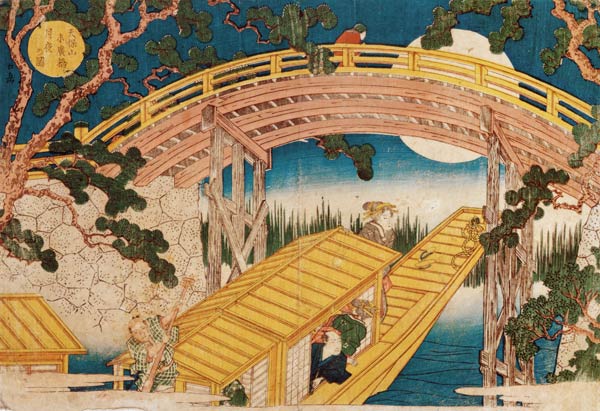 Fan Bridge Moonlight, from ''Views of Mount Tempo'', 1834 (see also 17723) from Yashima Gakutei