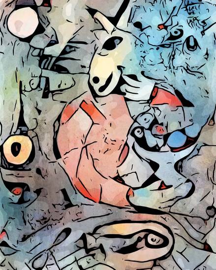 Miro trifft Chagall (La veste rouge)